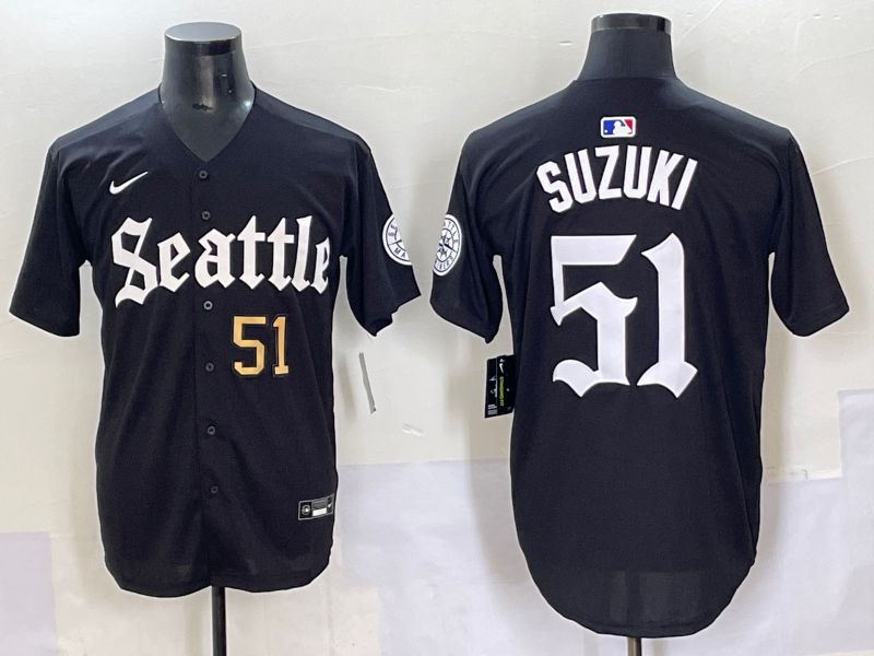 Men 2025 Seattle Mariners 51 Suzuki Five generations Joint Name Nike MLB Jersey style 6